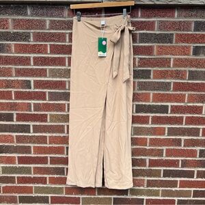 Halara Light Tan Wrap Around Side Belted Wide Leg Trousers Pants